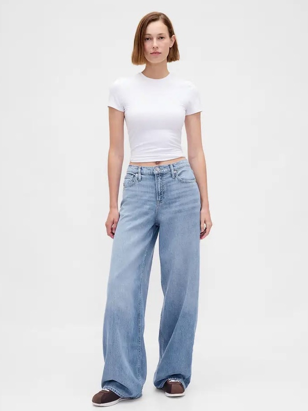 GAP Mid Rise UltraSoft Baggy Jeans Light Indigo Wash Size 29 / 8P Slouchy Soft
